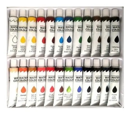Set De Pinturas Acuarelas 24 Colores Surtidos Pomo De 12ml