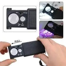 Lupa Doble 30x Y 60x Con Luz Led Y Ultravioleta De Bolsillo