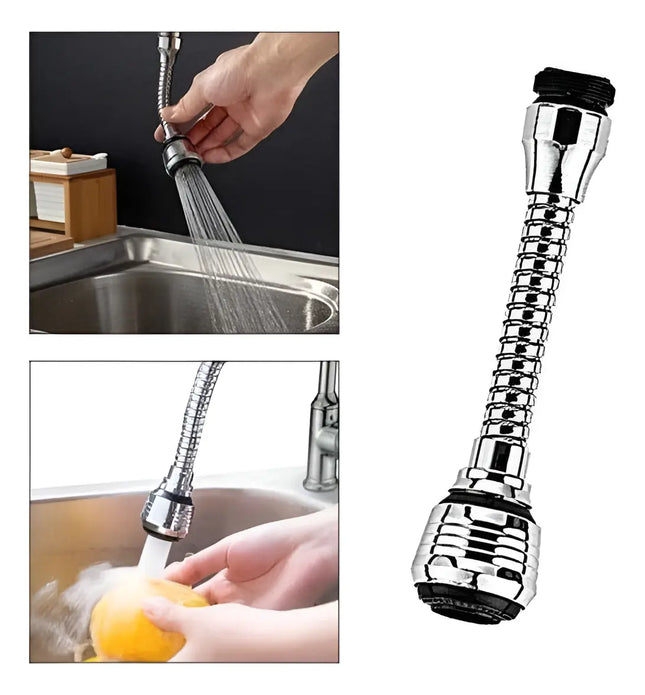 Grifo Flexible 360 Para Llave Lavaplatos Gris / Brillante