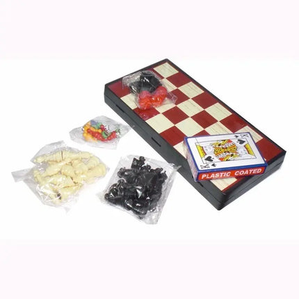 Juego De Mesa Magnético 4 En 1 Ludo, Damas, Ajedrez Y Cartas