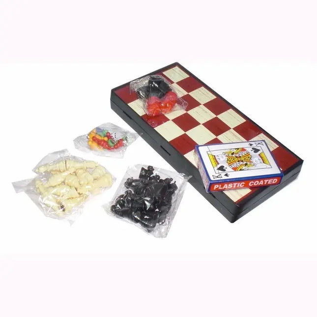 Juego De Mesa Magnético 4 En 1 Ludo, Damas, Ajedrez Y Cartas