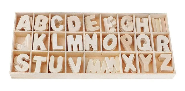 Abecedario De Madera 130 Letras Aprendizaje Didáctico Juego