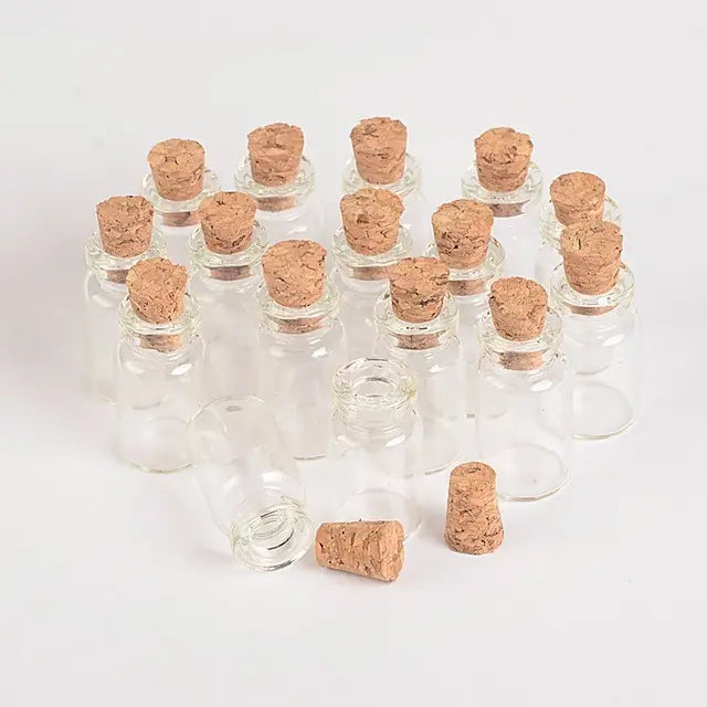 60 Botellitas Vidrio Con Tapa Corcho, Souvenir, 3 X 2cms