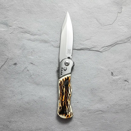 Cuchillo Automático, Con Seguro, Caza, Outdoor, Camping Crema