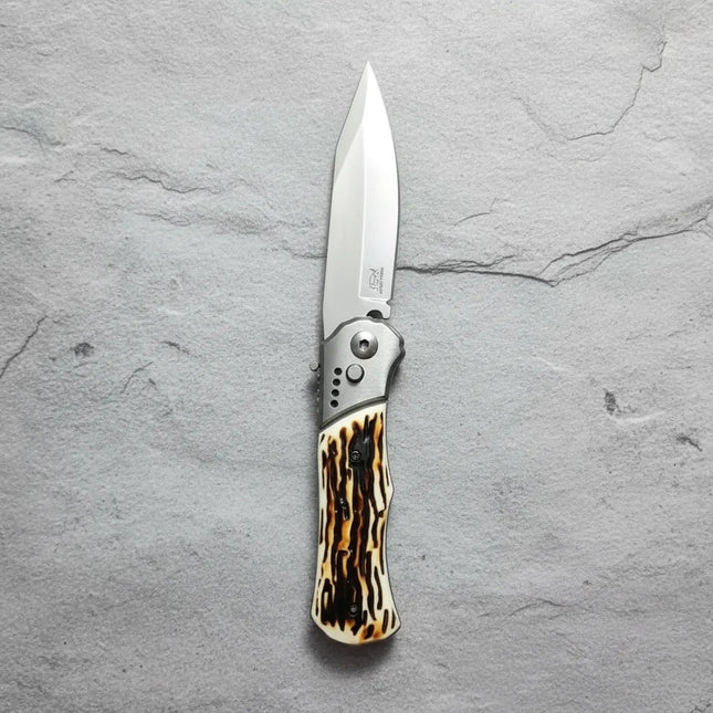 Cuchillo Automático, Con Seguro, Caza, Outdoor, Camping Crema