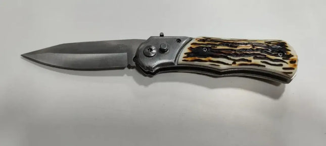 Cuchillo Automático, Con Seguro, Caza, Outdoor, Camping Crema