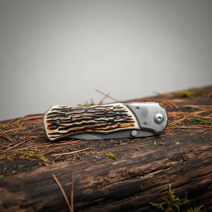 Cuchillo Automático, Con Seguro, Caza, Outdoor, Camping Crema