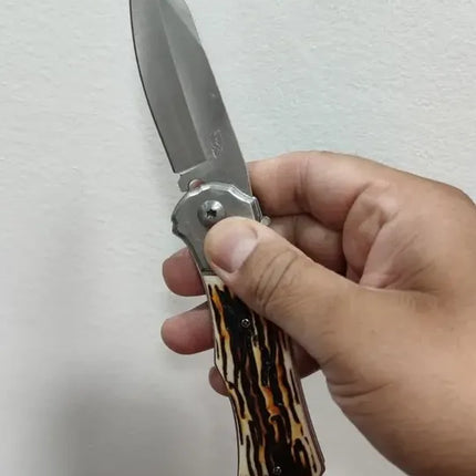 Cuchillo Automático, Con Seguro, Caza, Outdoor, Camping Crema