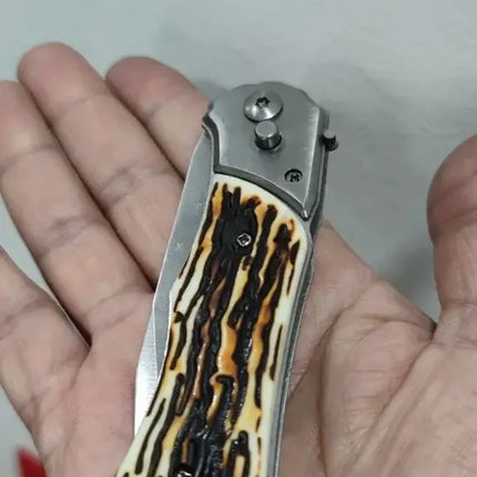 Cuchillo Automático, Con Seguro, Caza, Outdoor, Camping Crema