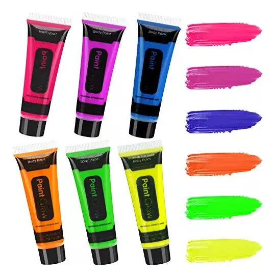 6 Pintura Flúor 25ml Fiesta Neón Celebración Pinta Cuerpo