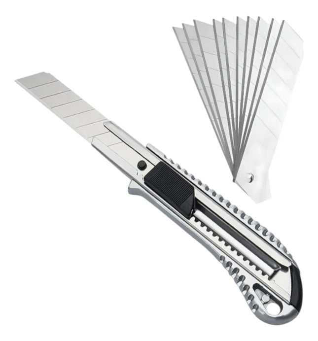 Cutter Exacto Cuchillo Cartonero Metálico + 5 Repuestos