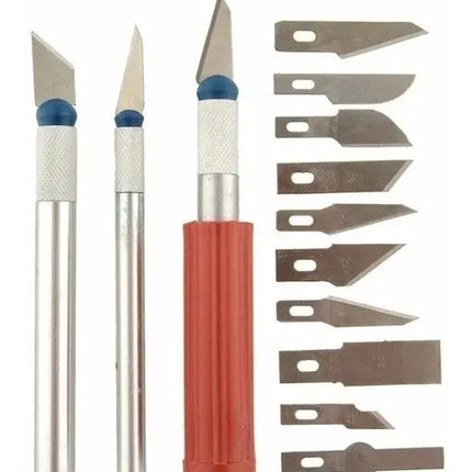 Set Bisturí, Cuchillos Cartoneros Maquetería, Caja 13 Piezas