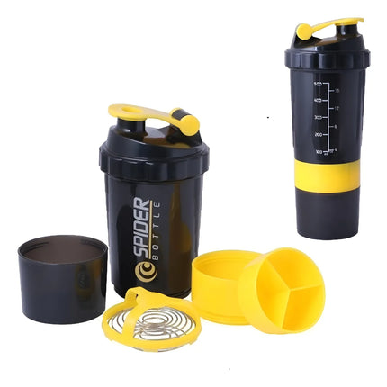 Shaker 3 En 1, Botella Mezclador Batidos Proteina 500ml Gym