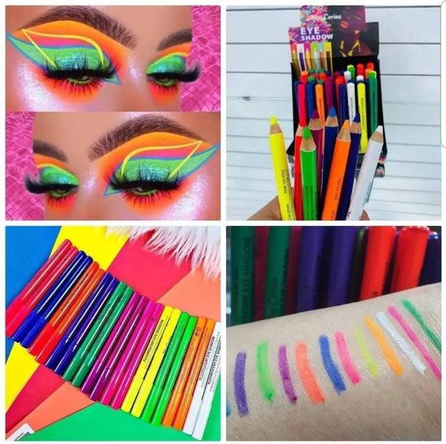 Pack 6 Lápices Delineador De Ojos Con Efecto Fluor Neon Surtidos