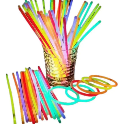 100 Pulseras Flúor Fiestas Neón Tik Tok Brillan En Oscuridad