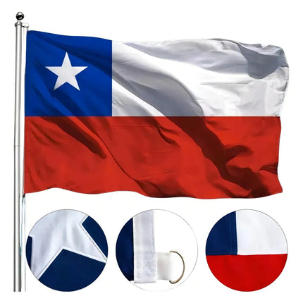 Bandera Chilena 100 X 150 Cms Genero Tela Trevira Reforzada