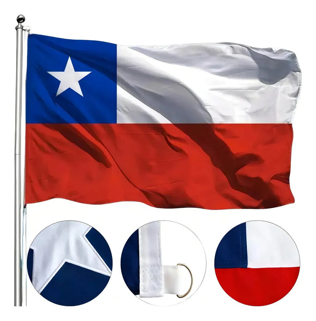 Bandera Chilena 100 X 150 Cms Genero Tela Trevira Reforzada
