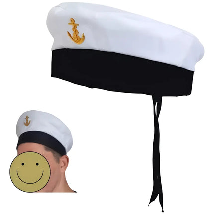 Gorro Sombrero Marinero Disfraz Adulto, Popeye Blanco
