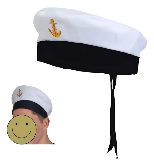 Gorro Sombrero Marinero Disfraz Adulto, Popeye Blanco