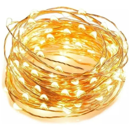 Luz Led Hada 10 Metros 100 Luz Cálida A Pilas Decoración