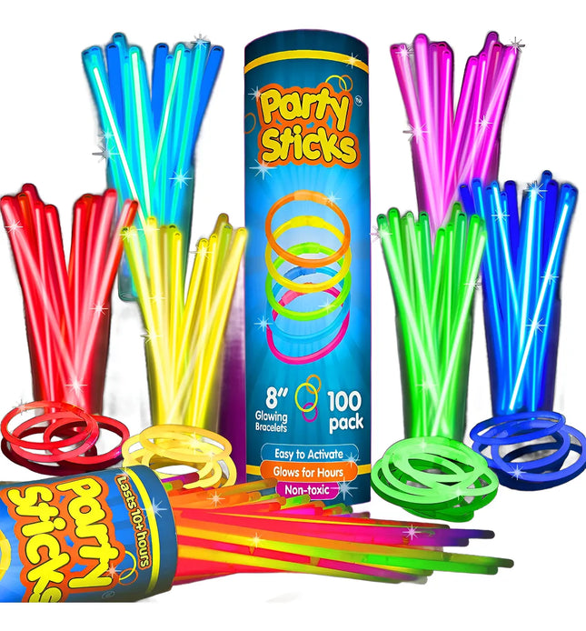 100 Pulseras Flúor Fiestas Neón Tik Tok Brillan En Oscuridad