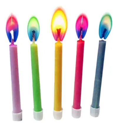 Pack 12 Velas Llama De Color, Novedad, Cumpleaños