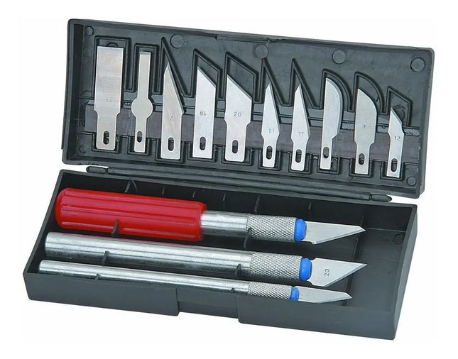 Set Bisturí, Cuchillos Cartoneros Maquetería, Caja 13 Piezas