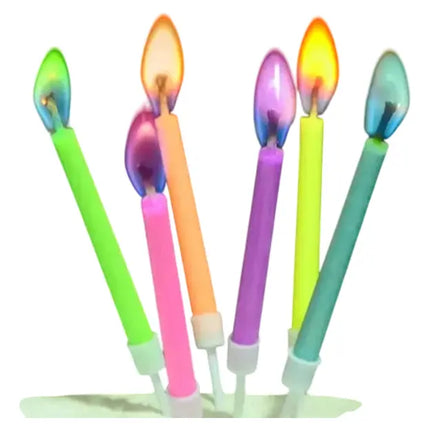Pack 12 Velas Llama De Color, Novedad, Cumpleaños