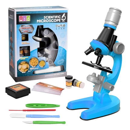 Kit Microscopio Compuesto Con Luz 100x A 450x + Accesorios