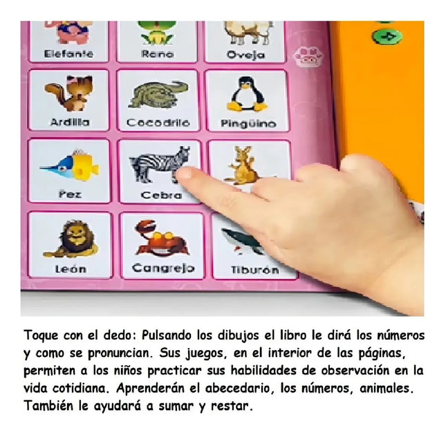 Libro Electrónico Uclever Niño 3 Años Español Juguete Educativo Sonido Naranja Claro Naranja claro