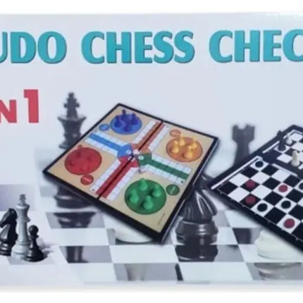 Juego De Mesa Magnético 3 En 1 Ludo Damas Ajedrez 24cms