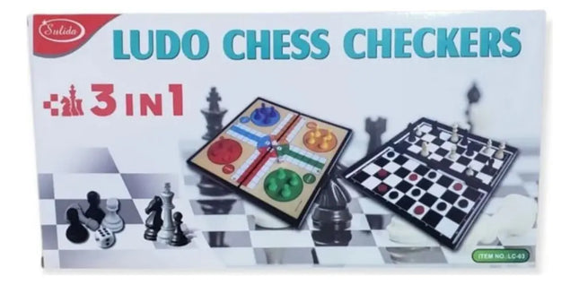 Juego De Mesa Magnético 3 En 1 Ludo Damas Ajedrez 24cms