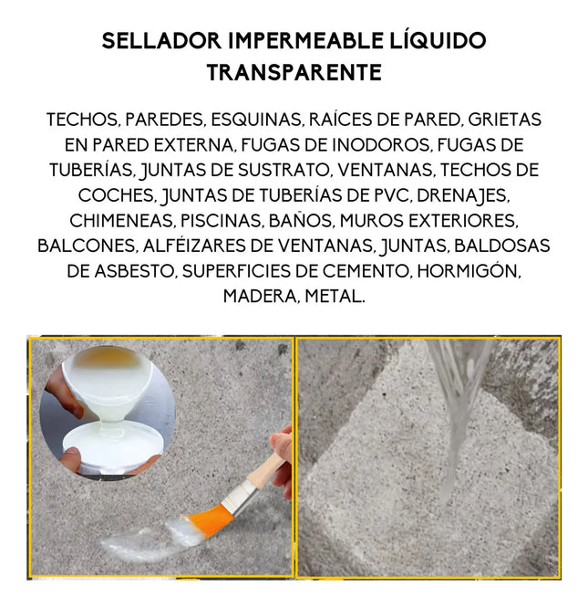Tapagoteras Sellador Impermeabilizante Líquido 300g + Brocha