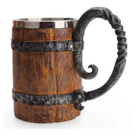 Taza Tazon Mug Barril Cerveza Acero Inoxidable 460ml Vikingo