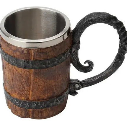 Taza Tazon Mug Barril Cerveza Acero Inoxidable 460ml Vikingo