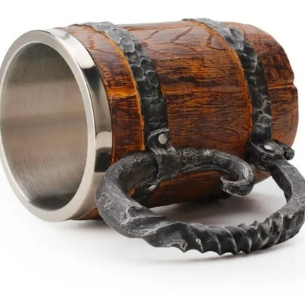 Taza Tazon Mug Barril Cerveza Acero Inoxidable 460ml Vikingo