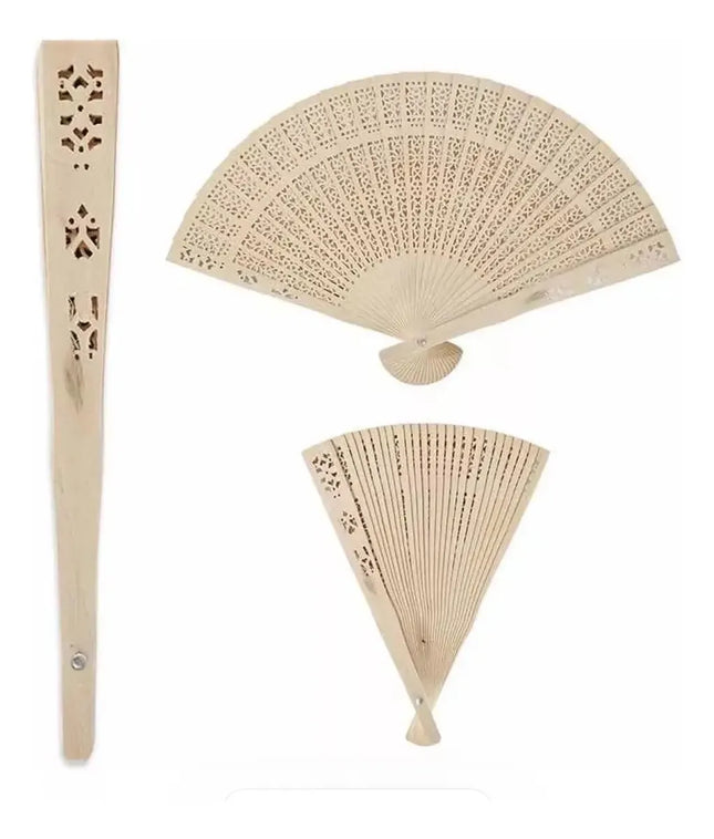 2 Ventiladores De Madera De Bambú Bodas. Abanico Plegable