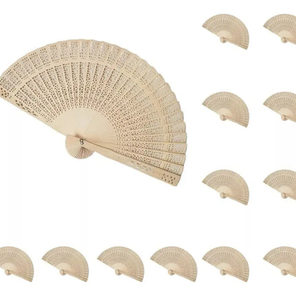 12 Ventiladores De Madera De Bambú Bodas. Abanico Plegable Madera