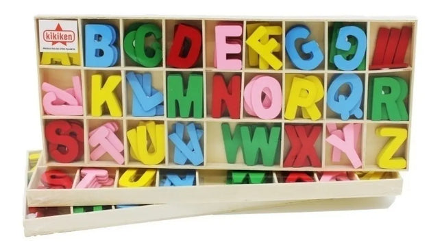 Abecedario De Madera 156 Letras Color Aprendizaje Didáctico