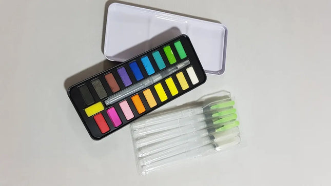 Pack Acuarela 18 Colores 7 Pincel Brush Agua