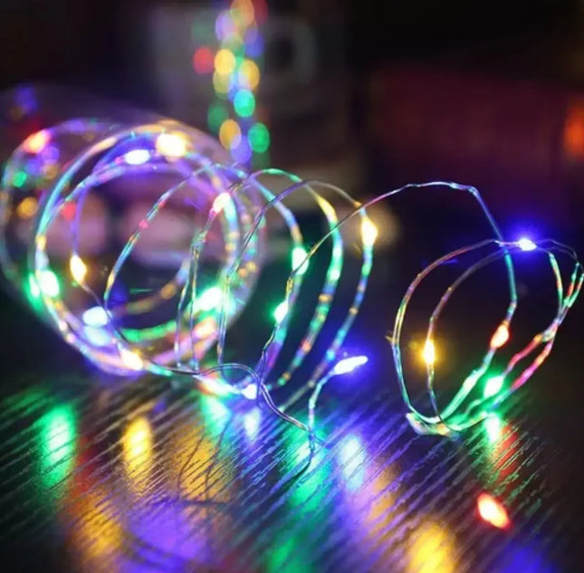 Luz Led Hada 10 Metros 100 Luz A Colores A Pilas Decoración