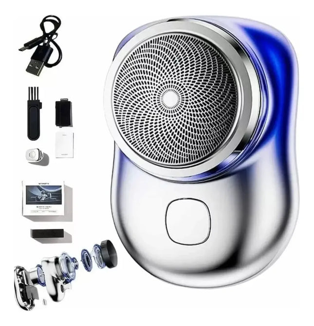 Mini Máquina De Afeitar Portátil Afeitadora Recargable Usb Plateado