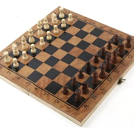 Ajedrez Madera Gigante Xl 48x48cms 3 En 1, Dama, Backgammon