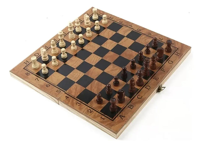 Ajedrez Madera Gigante Xl 48x48cms 3 En 1, Dama, Backgammon