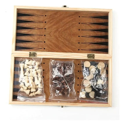 Ajedrez Madera Gigante Xl 48x48cms 3 En 1, Dama, Backgammon