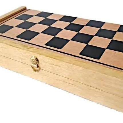 Ajedrez Madera Darico Cl 40x40 Tablero 3 Juegos En 1 Plegable