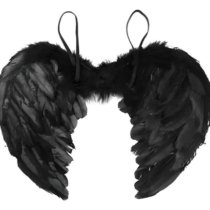 Alas Ángel Plumas Cosplay Disfraz Halloween Negro 50x36cms