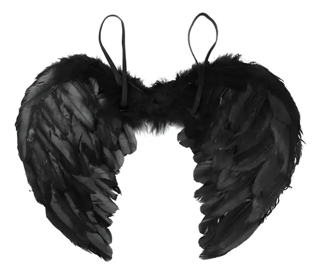 Alas Ángel Plumas Cosplay Disfraz Halloween Negro 50x36cms