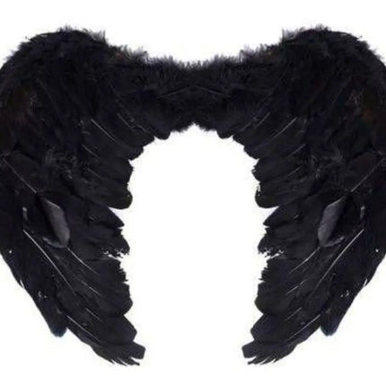 Alas Ángel Plumas Cosplay Disfraz Halloween Negro 50x36cms