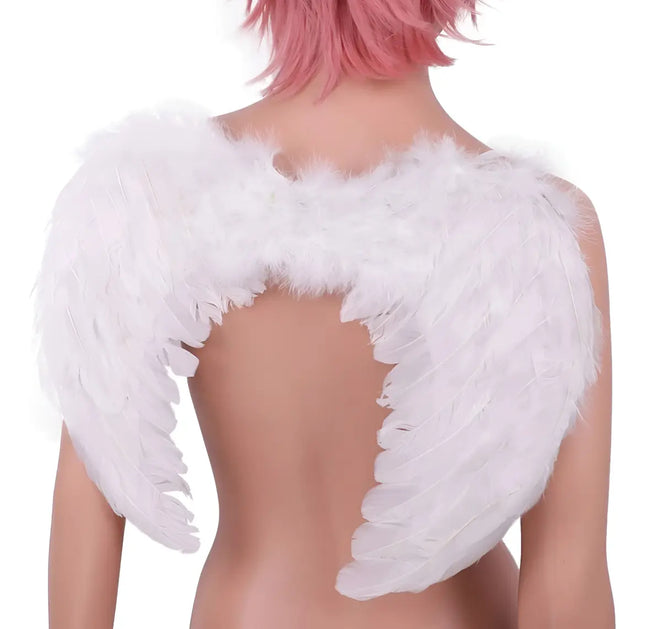 Alas Ángel Plumas Cosplay Disfraz Halloween Blanco 50x36cms Blanco
